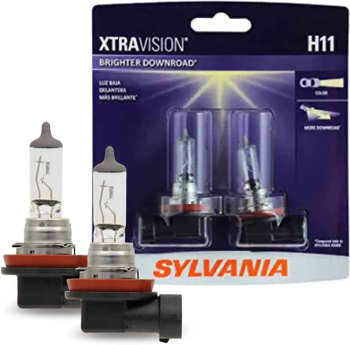 SYLVANIA - H11 XtraVision - High Performance Halogen Headlight Bulb, High Beam, Low Beam and Fog Replacement Bulb (Contains 2 Bulbs)