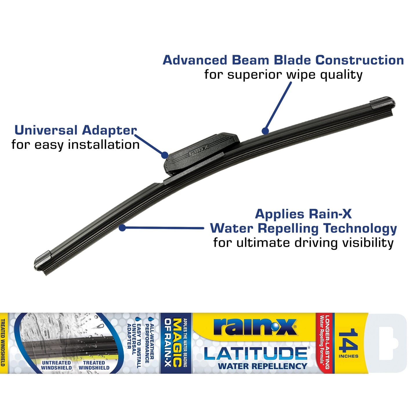 Rain-X 5079279-2 Latitude 2-In-1 Water Repellent Wiper Blades, 22 Inch Windshield Wipers (Pack Of 1), Automotive Replacement Windshield Wiper Blades With Patented Rain-X Water Repellency Formula